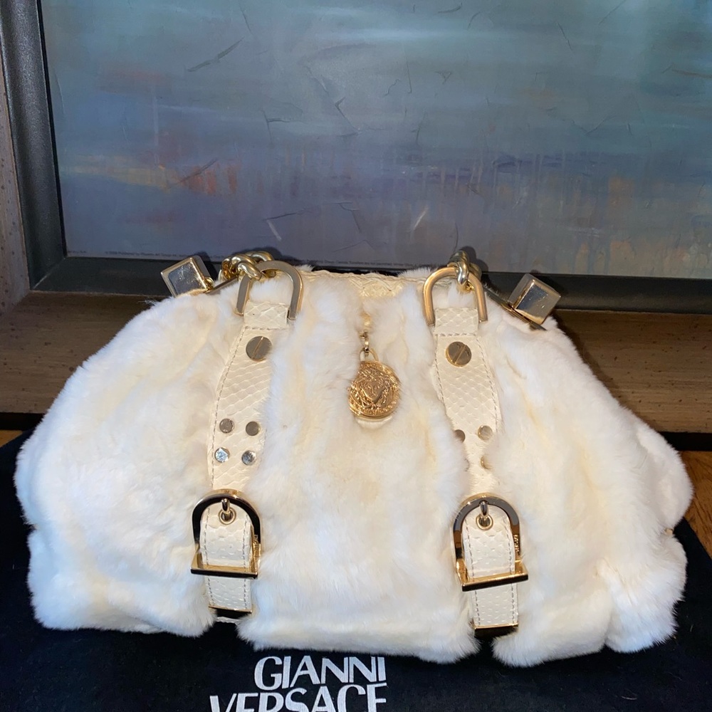 Versace Fur Off White Satchel